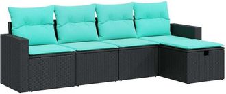vidaXL Set De Muebles De Jard&iacute;n 5 Pzas Y Cojines Rat&aacute;n Sint&eacute;tico Negro Vidaxl