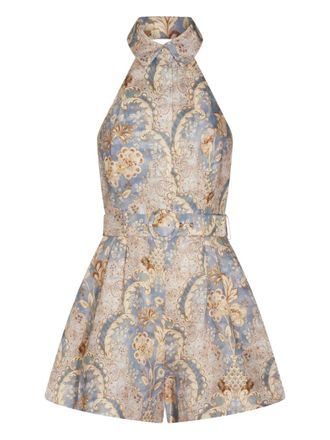 Zimmermann Daylight belted jumpsuit - women - Linen/Flax - 2 - Blue