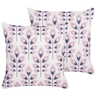Beliani Beliani - Conjunto De 2 Cojines De Jard&iacute;n Almohada De Exterior 45 X 45 Cm Poli&eacute;ster Motivo Hojas Beige Torretta