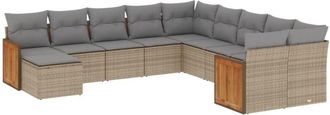 vidaXL Set De Sof&aacute;s De Jard&iacute;n 11pzas Con Cojines Rat&aacute;n Sint&eacute;tico Beige Vidaxl