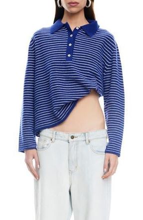 Lioness Stripe Long Sleeve Polo Sweater in Blue Stripe at Nordstrom Rack, Size X-Large