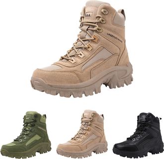 Generic Hiking Boots for Mens Ankle High Top Waterproof Boots with Side Zipper Lightweight Non-Slip Lace-up Walking Booties Outdoor Camping Trekking Hiking Fo