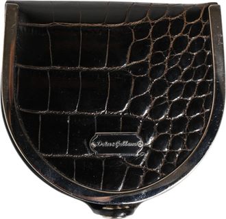 Dolce & Gabbana Black Polished Crocodile Leather Mens Coin Purse Mens Wallet