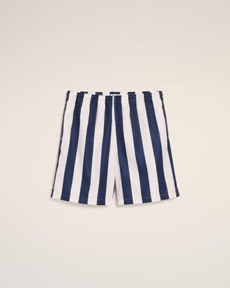 Ami White And Navy Long Stripes Swimsuit Blue - XL - for Men