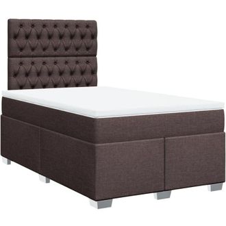 vidaXL Cama Box Spring Con Colch&oacute;n Tela Marr&oacute;n Oscuro 120x200 Cm Vidaxl