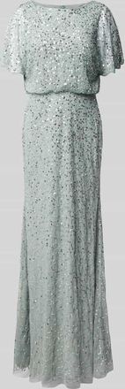 Christian Berg Cocktail Abendkleid mit Rundhalsausschnitt in Schilf, Größe 42