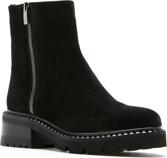 La Canadienne Crew City Dry Moto Bootie in Black Suede at Nordstrom, Size 7.5