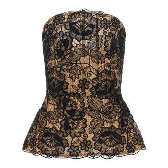 Elie Saab Guipure kanten top - Dames - Tops zonder mouwen - Zwart - XS - Polyester - Tops