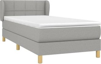 vidaXL Cama Box Spring Con Colch&oacute;n Tela Gris Claro 100x200 Cm Vidaxl