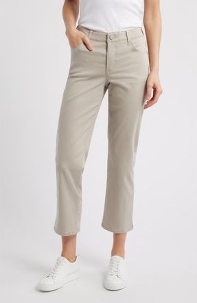 Wit & Wisdom High Waist Straight Leg Stretch Twill Pants in Flax at Nordstrom, Size 16