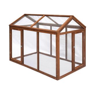 Sweeek Gallinero de madera con ampliaci&oacute;n para 6 gallinas, madera