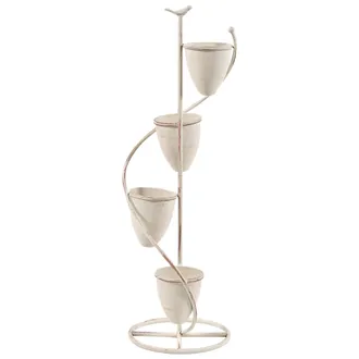 Beliani Soporte De Metal Para Plantas De Varios Niveles Con Macetas En Cascada Estilo Vintage Beige Baneberry
