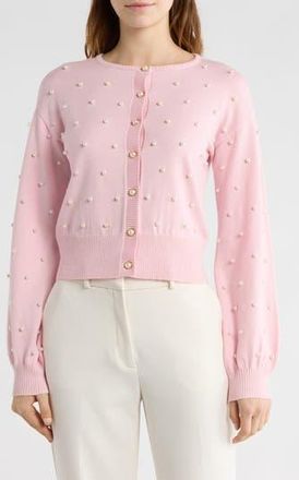 By Design Valerie Faux Pearl Cardigan in Ballet Slipper at Nordstrom Rack, Size X-Large