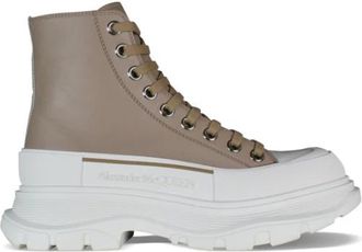 Alexander McQueen Tread Slick High Sneakers - Dames - Veterlaarzen - Beige - 38 1/2 EU - Leer - Schoenen
