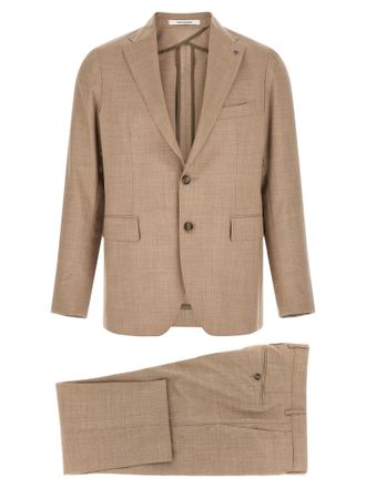 Tagliatore Beige Virgin Wool Two-Piece Mens Suit