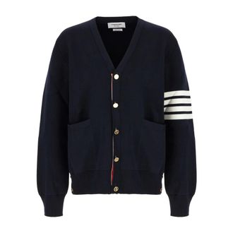 Thom Browne Cardigans, male, Blue, Size: L Stylish Knitwear Collection