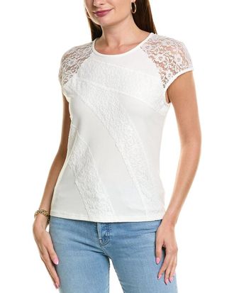 Nicole Miller Lace Trim T-Shirt