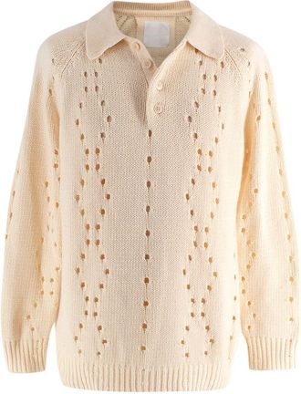 Givenchy Buttermilk Cashmere Knit Long Sleeve Polo Size M