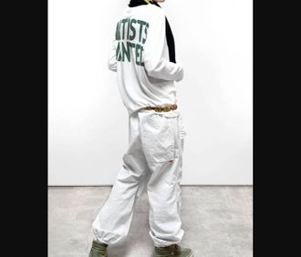 Freecity Artistswanted Tubular Long Sleeve Tee In White With Green