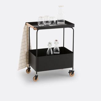 Sohome Opbergrek op wieltjes, in zwart staal, Elkim