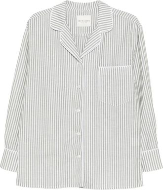 Riviera & Bar Shirt met streepjespatroon - Dames - Pyjama - Veelkleurig - M - Katoen - Nachtkleding