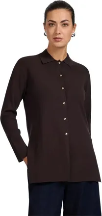 Elena Miro Truien & Vesten, Dames, Bruin, 2Xl, Polyester, Lange Cardigan met Kraag