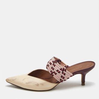 Malone Souliers Cream Leather And Patent Leather Maisie Mules