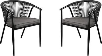 Vente-Unique Juego de 2 sillones de jard&iacute;n apilables de aluminio y cuerda - Antracita - PORTOFINO de MYLIA