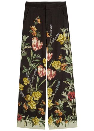Alice & Olivia Dylan Floral-print Wide-leg Trousers - Black - 10 (UK14 / L)