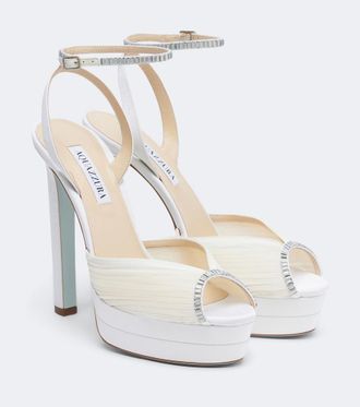 Aquazzura Bridal Be Mine embellished platform sandals