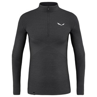 Salewa Zebru Med Warm AMR Half Zip Tee Merinounterw&auml;sche f&uuml;r Herren | grau/schwarz
