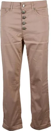 Dondup Koons Cropped Broeken - Dames - Vrijetijds broeken - Bruin - W27 - Katoen - Broeken