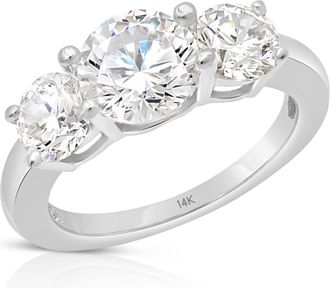 MAX + STONE 14k Yellow or White Gold 3 Carat Cubic Zirconia Anniversary or Engagement Ring