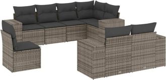 vidaXL Vidaxl - Set De Sof&aacute;s De Jard&iacute;n 8 Pzas Y Cojines Rat&aacute;n Sint&eacute;tico Gris