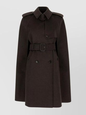 Burberry cashmere coat with belted waist and epaulettes
