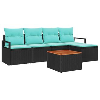 vidaXL Conjunto De Sof&aacute;s De Jard&iacute;n 6 Pcs Negro Rat&aacute;n Sint&eacute;tico Vidaxl