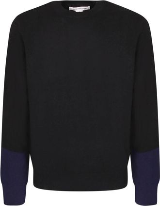 Comme Des Gar&ccedil;ons Contrast Cuff Crew Knit - Heren - Ronde hals truien - Zwart - L - Wol - Truien & Vesten