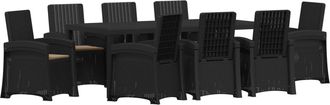 vidaXL Conjunto De Comedor De Jard&iacute;n 9 Uds. Gris Antracita Y Topo Pp Vidaxl