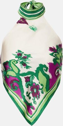 Poupette St Barth Guilia printed halterneck satin top