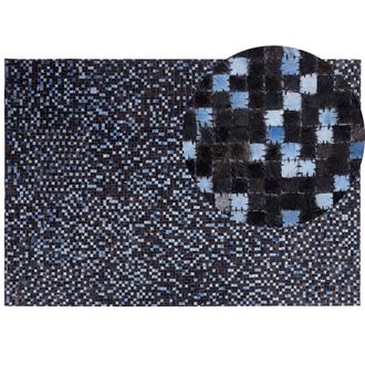 Beliani Beliani - Alfombra De Piel Genuina De Vaca Marr&oacute;n Y Azul Rectangular 160 X 230 Cm Patchwork Boho Ikisu
