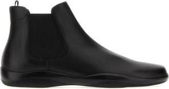Prada Black Leather Ankle Boots