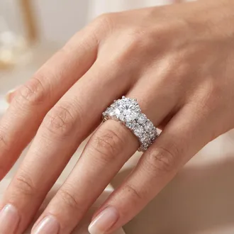 Pompeii3 9Ct Diamond Eternity Engagement Ring Set White, Yellow, or Rose Gold Lab Grown
