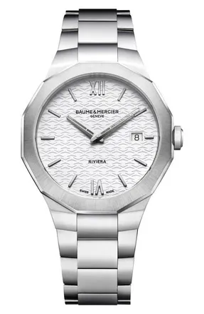 Baume & Mercier Riviera 73 Bracelet Watch, 39mm in White at Nordstrom