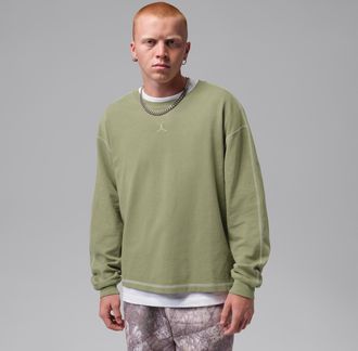 Nike Jordan Mens Jordan Flight Heavyweight Long-Sleeve Top in Green | IF1829-334