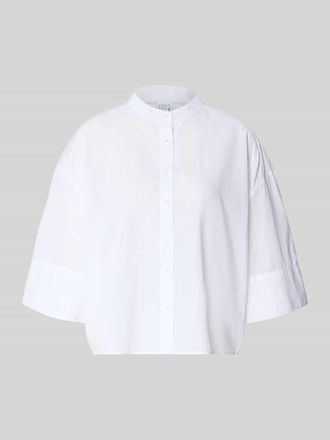 Emily van den Bergh Boxy Fit Bluse mit Stehkragen und 3/4-Arm in Weiss, Gr&ouml;&szlig;e 36