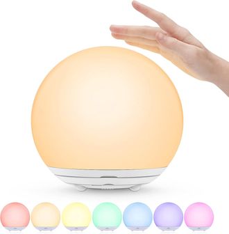 OEM L&aacute;mpara De Noche Infantil, Recargable Por Usb, Para Mesita De Noche, Con Luz C&aacute;lida Regulable Y 7 Colores, Control T&aacute;ctil, Interruptor Y Temporizador 