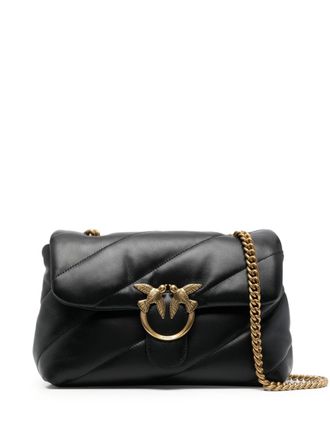 Pinko Love Puff Diagonal Quilted Leather Satchel
