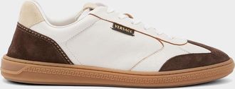 Versace Men & apos;s Greca Court Nappa and Suede Sneakers