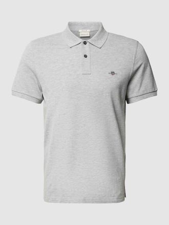 GANT Poloshirt mit Label-Stitching Modell SHIELD in Mittelgrau Melange, Größe XXL