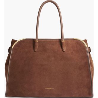 DKNY Satin Suede Tote in Chocolate at Nordstrom